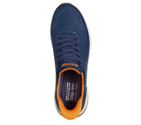 Pantofi sport, barbati, SKECHERS BOBS SQUAD 4 - DIRECT STEP 118424-NVY bleumarin, piele ecologica